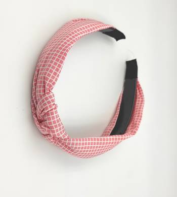 Viaana checks hair band baby pink color 1