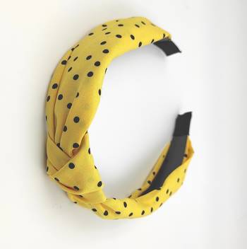 Viaana small polka doat hair band yellow color 1