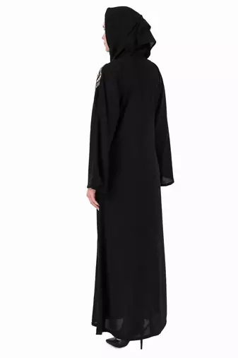 Front Open Hand Gold Leaf Embroidered Dubai Abaya