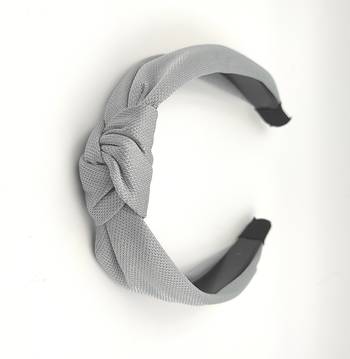Viaana self textured fabric knot hair band grey color 1