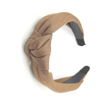 Viaana self textured fabric knot hair band brown color 1