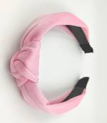 Viaana self textured fabric knot hair band pink color