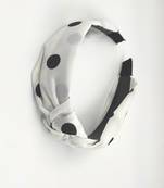 Viaana polka doat knot hair band white color