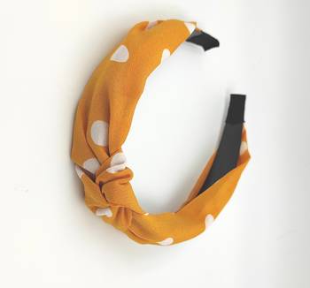 Viaana polka doat knot hair band yellow color 1