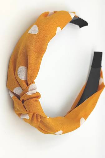 Viaana polka doat knot hair band yellow color