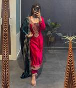 PINK 9000 VELVET PARTY WAER EMBROIDERY SUIT SET 