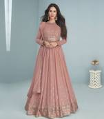 Vasu Sarees Georgette Sequin Embroidered Baby Pink Anarkali Suit