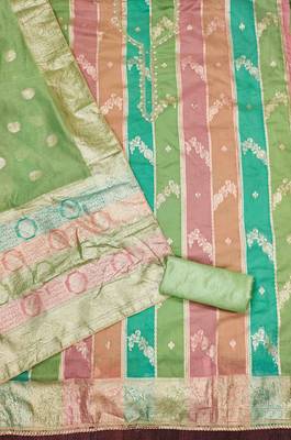 pista jacqurd handwork unstitched dress material 3