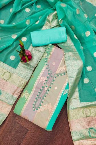 rama jacqurd handwork unstitched dress material