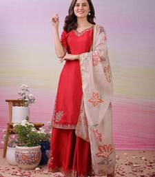 Red Silk Kurta Pant with Duppata