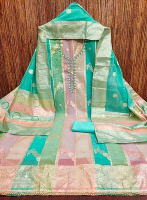 rama jacqurd handwork unstitched dress material 2