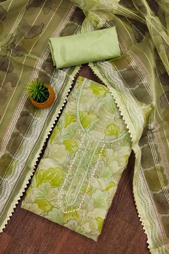 pista organza handwork unstitched dress material