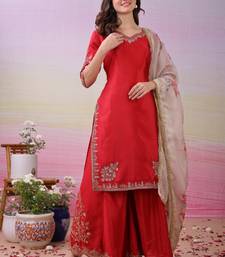 Red Silk Kurta Pant with Duppata