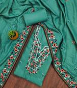 Women's rama cotton embroidered unstitched dress material