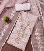lavender organza handwork unstitched dress material