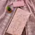 pink organza handwork unstitched dress material