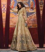 Biege Embroidered Art Silk  Anarkali Suit Free size full stitched Up To 42" Size