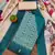 teal cotton embroidered unstitched dress material