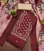 maroon cotton embroidered unstitched dress material
