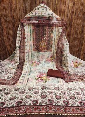 maroon organza handwork unstitched dress material 3