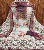 wine organza handwork unstitched dress material