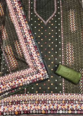 mehndi organza handwork unstitched dress material 3