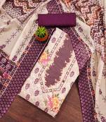 Women's wine organza handwork unstitched dress material