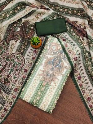 dark green organza handwork unstitched dress material 1