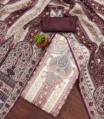 wine organza handwork unstitched dress material