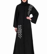 Front Open Hand Leaf Embroidered Dubai Abaya