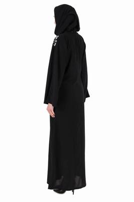 Front Open Hand Leaf Embroidered Dubai Abaya 5