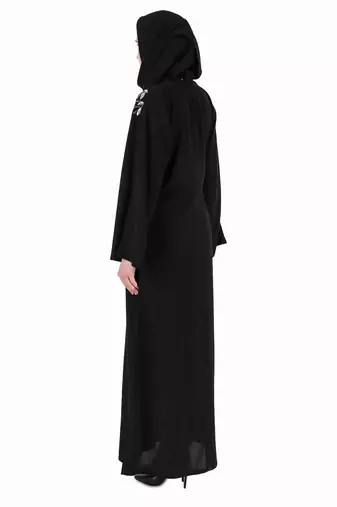 Front Open Hand Leaf Embroidered Dubai Abaya