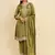 Green silk blend embroidered kurta with pant and dupatta