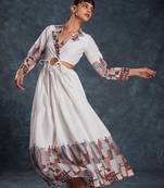 White linen printed dress