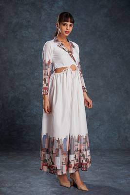 White linen printed dress 4