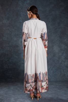White linen printed dress 5