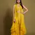 Yellow organza embroidered  top with plazzo and jacket set