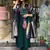 Green art silk embroidered kurta with pant and dupatta