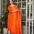 Orange chanderi embroidered kurta with pant and dupatta
