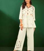 Cotton Embroidery trendy Stylish Kurta Pant Co Ords Set