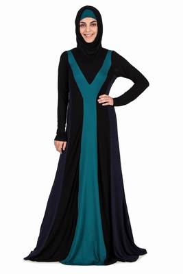 Colorblock Stripe Jersey Anarkali Abaya 1