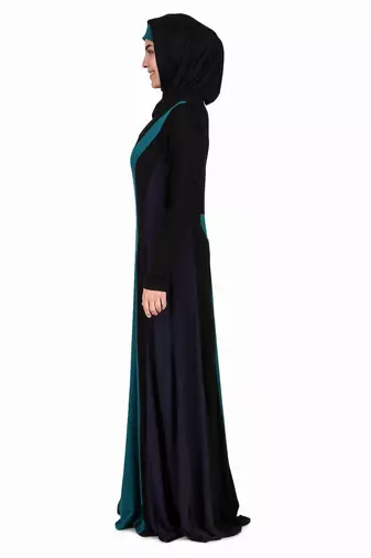 Colorblock Stripe Jersey Anarkali Abaya