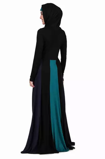 Colorblock Stripe Jersey Anarkali Abaya