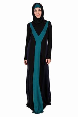 Colorblock Stripe Jersey Anarkali Abaya 4