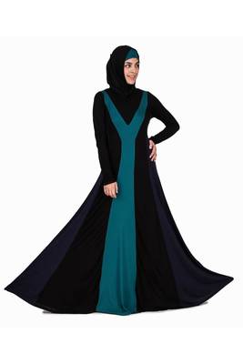 Colorblock Stripe Jersey Anarkali Abaya 5
