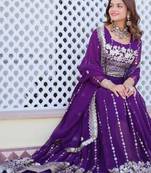 purple Readymade Georgette Lehenga choli with Dupatta 