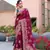 wine silk blend swaroski work work saree with unstitched blouse piece