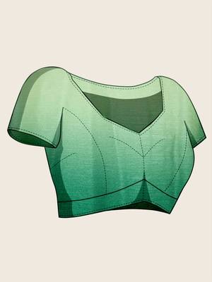 green chiffon swaroski work work saree with unstitched blouse piece 3
