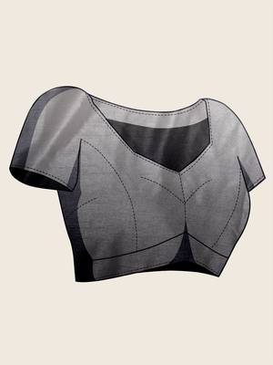 grey chiffon swaroski work work saree with unstitched blouse piece 5