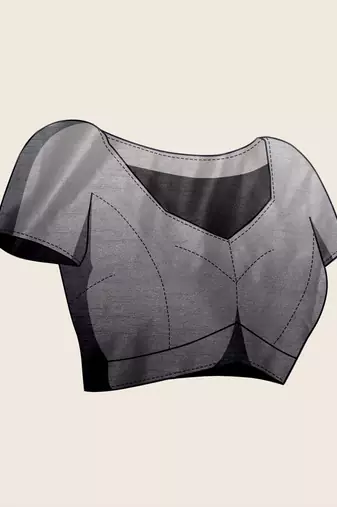 grey chiffon swaroski work work saree with unstitched blouse piece